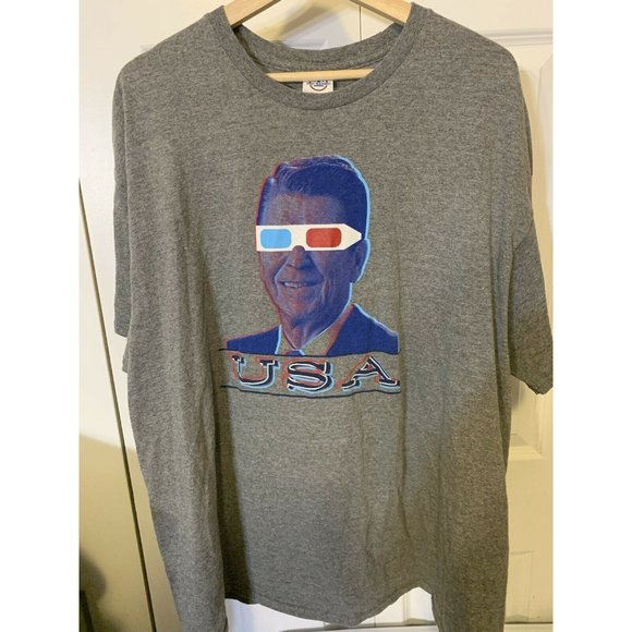 3D Ronald Reagan T Shirt Sz‎ 2XL Gray - Picture 4 of 7